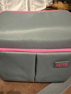 Camera Bag in Gray with Pink Trim